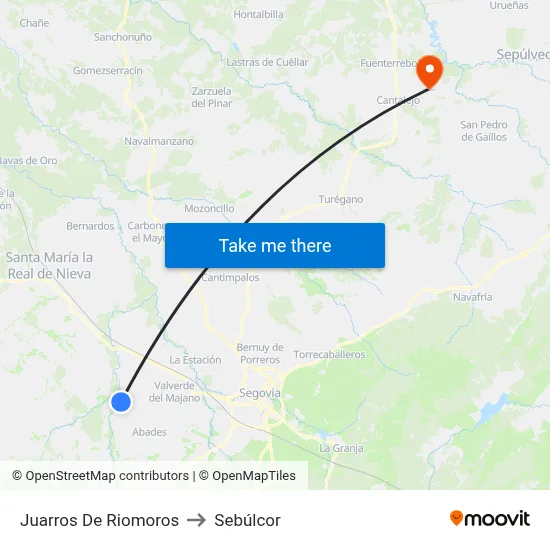 Juarros De Riomoros to Sebúlcor map
