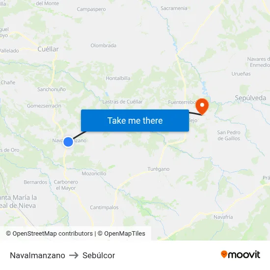 Navalmanzano to Sebúlcor map