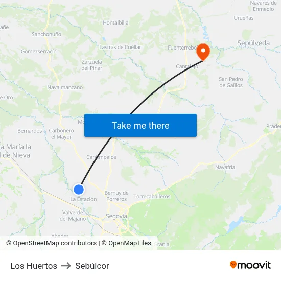 Los Huertos to Sebúlcor map