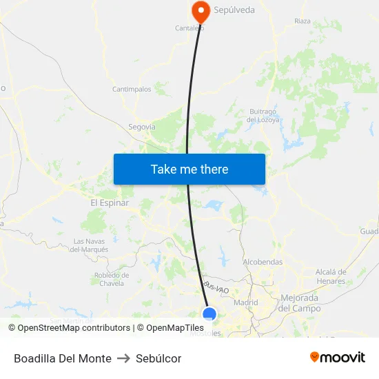 Boadilla Del Monte to Sebúlcor map