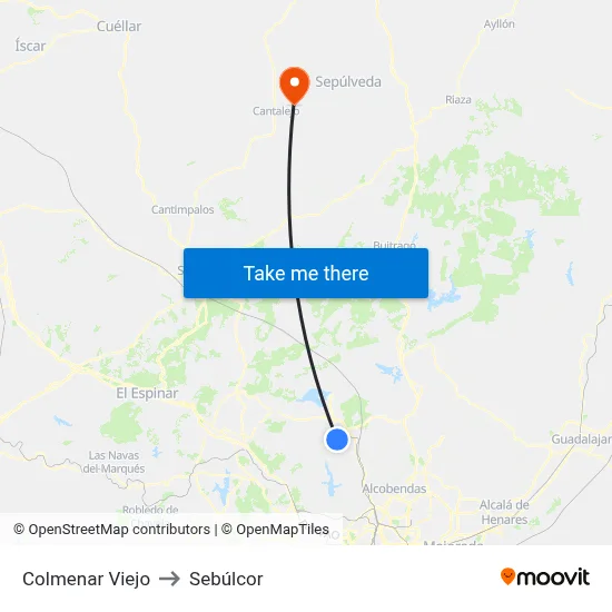 Colmenar Viejo to Sebúlcor map