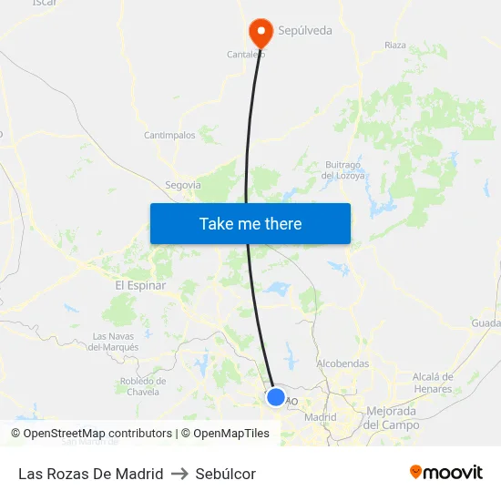 Las Rozas De Madrid to Sebúlcor map