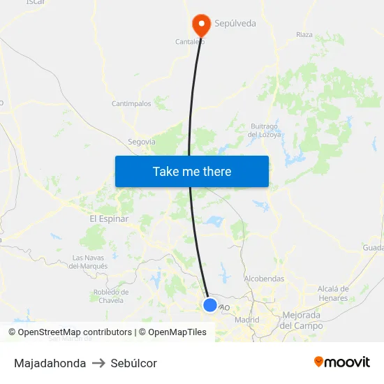 Majadahonda to Sebúlcor map
