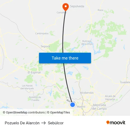 Pozuelo De Alarcón to Sebúlcor map