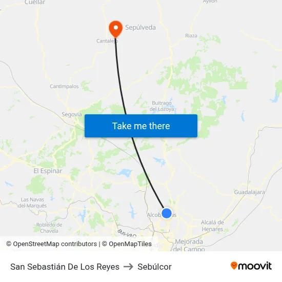 San Sebastián De Los Reyes to Sebúlcor map