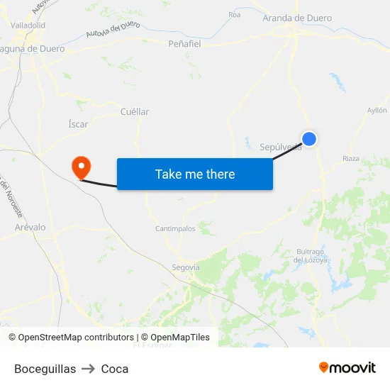 Boceguillas to Coca map