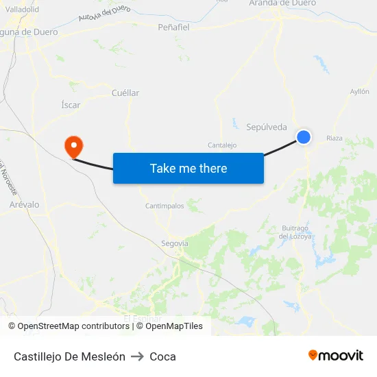 Castillejo De Mesleón to Coca map