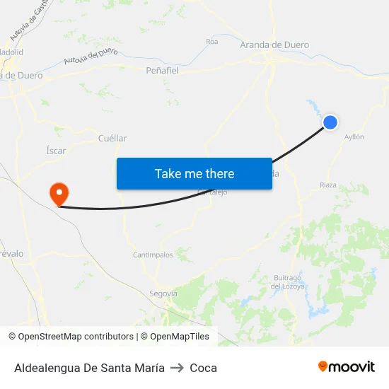 Aldealengua De Santa María to Coca map