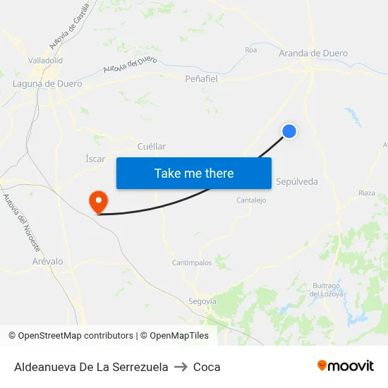 Aldeanueva De La Serrezuela to Coca map