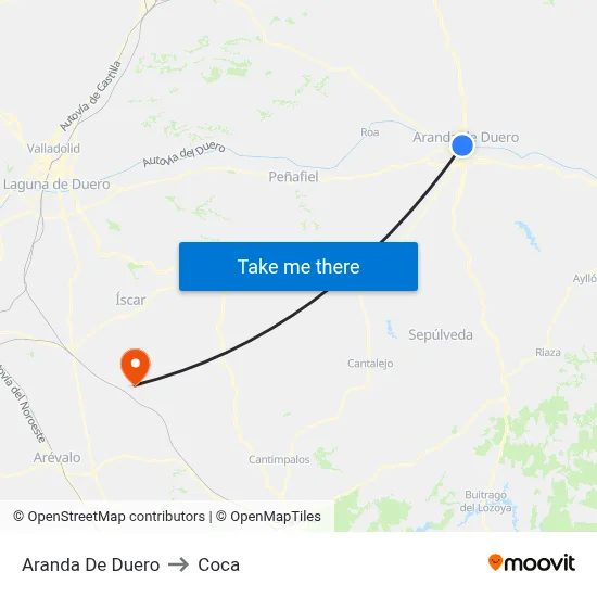 Aranda De Duero to Coca map