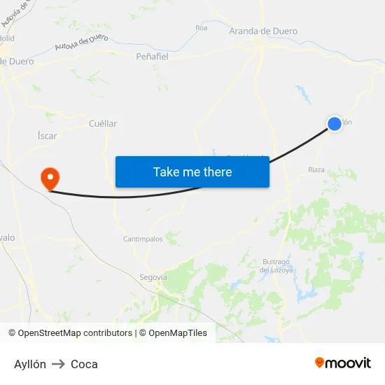 Ayllón to Coca map