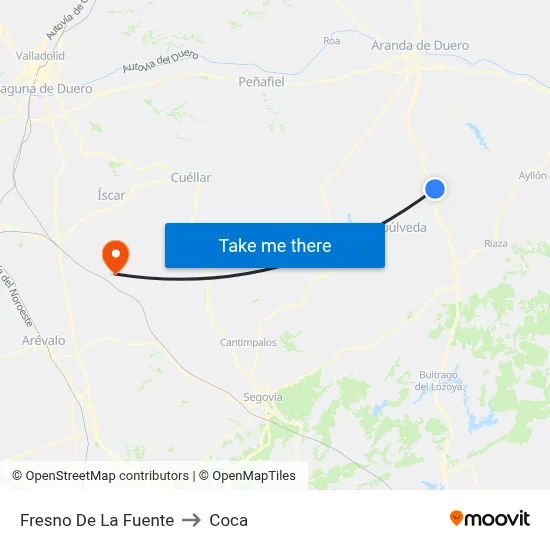 Fresno De La Fuente to Coca map