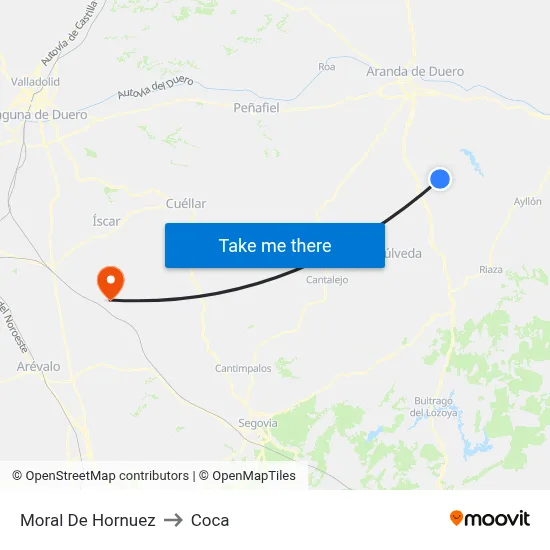 Moral De Hornuez to Coca map