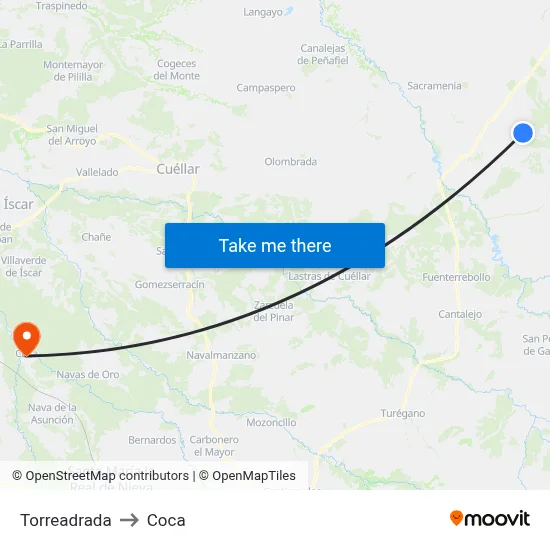 Torreadrada to Coca map