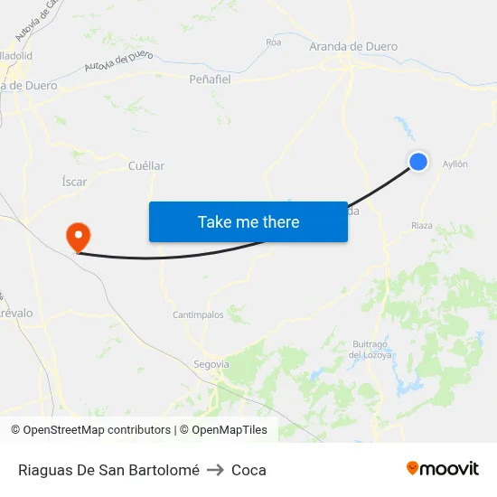 Riaguas De San Bartolomé to Coca map