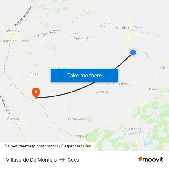Villaverde De Montejo to Coca map