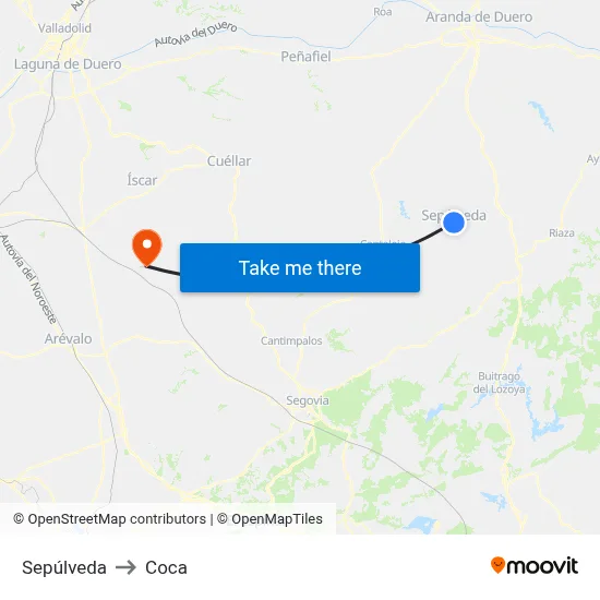Sepúlveda to Coca map