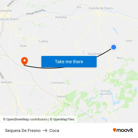 Sequera De Fresno to Coca map