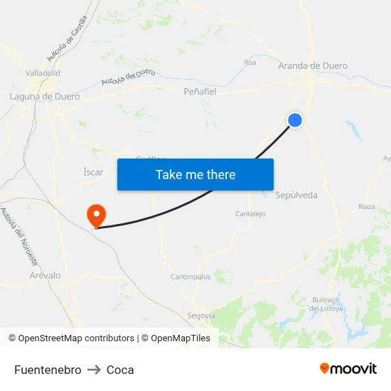 Fuentenebro to Coca map