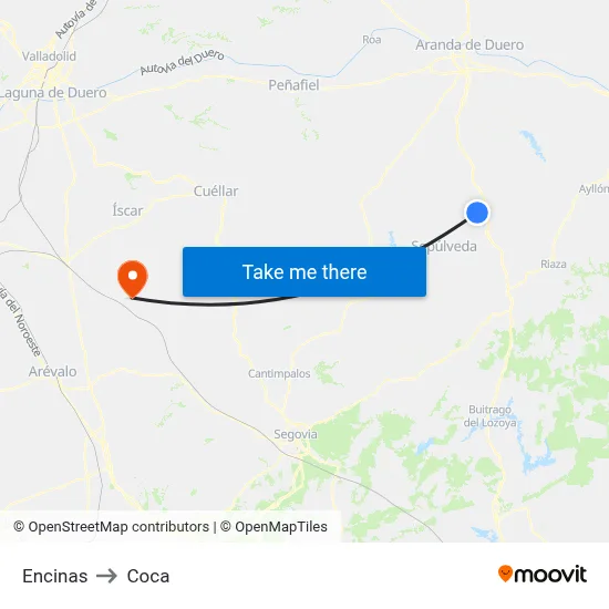 Encinas to Coca map