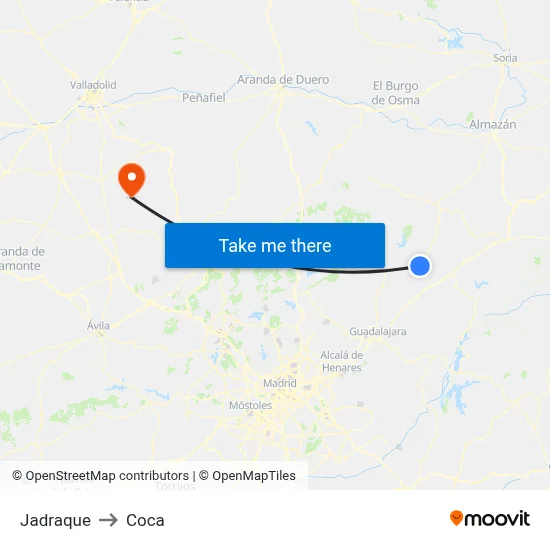 Jadraque to Coca map