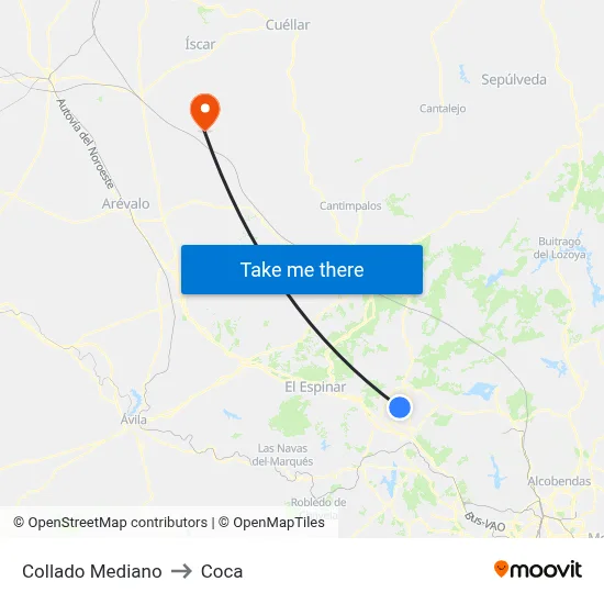 Collado Mediano to Coca map