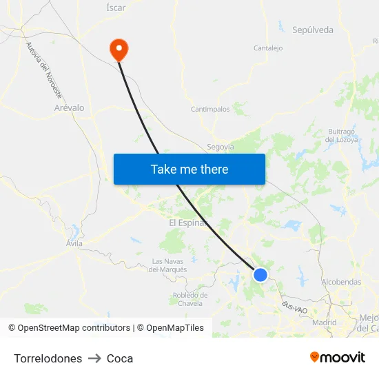 Torrelodones to Coca map