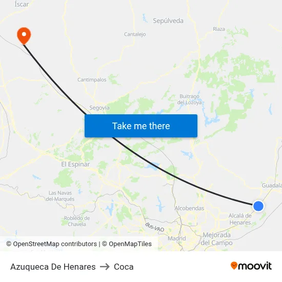 Azuqueca De Henares to Coca map