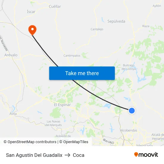 San Agustín Del Guadalix to Coca map
