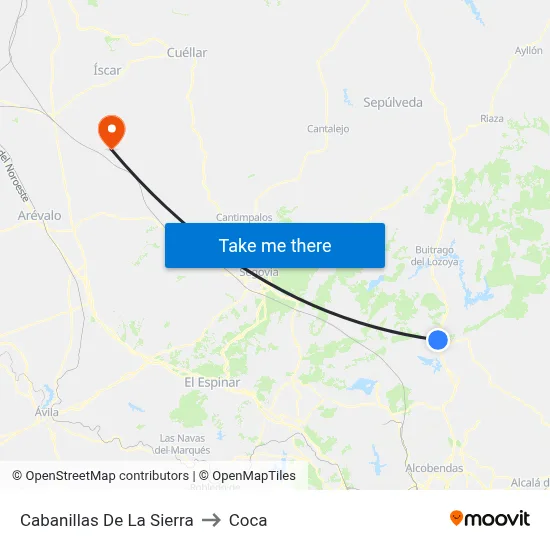 Cabanillas De La Sierra to Coca map