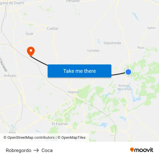 Robregordo to Coca map