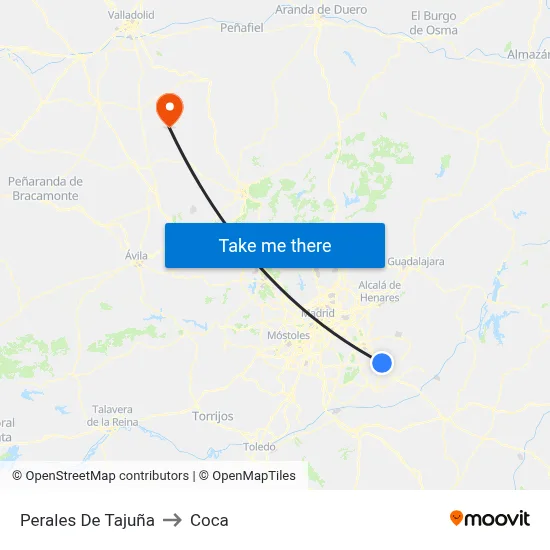 Perales De Tajuña to Coca map