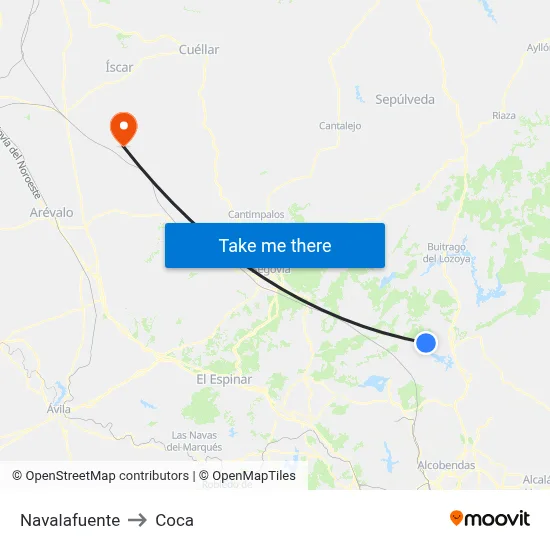 Navalafuente to Coca map