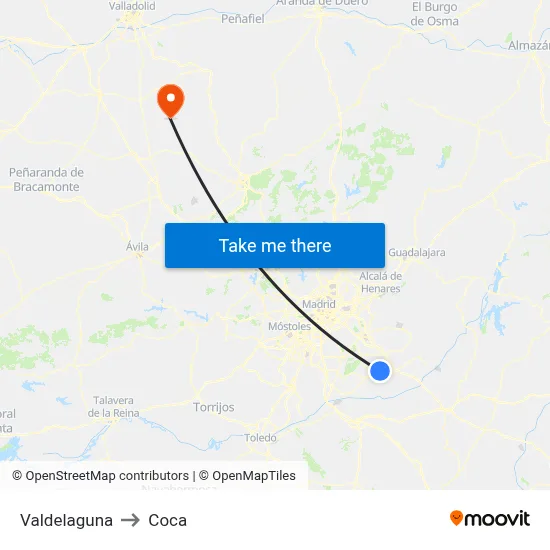 Valdelaguna to Coca map