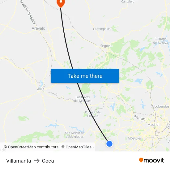 Villamanta to Coca map
