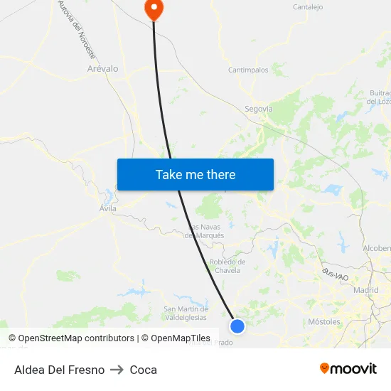 Aldea Del Fresno to Coca map