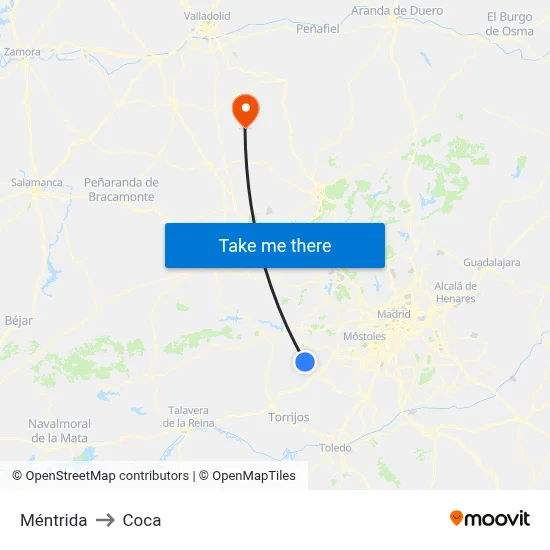 Méntrida to Coca map