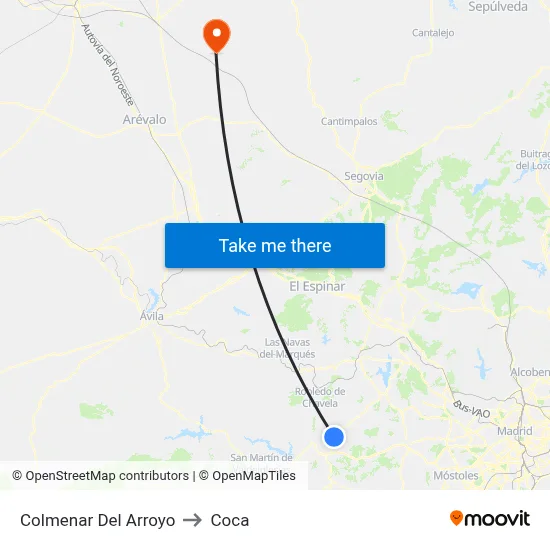 Colmenar Del Arroyo to Coca map