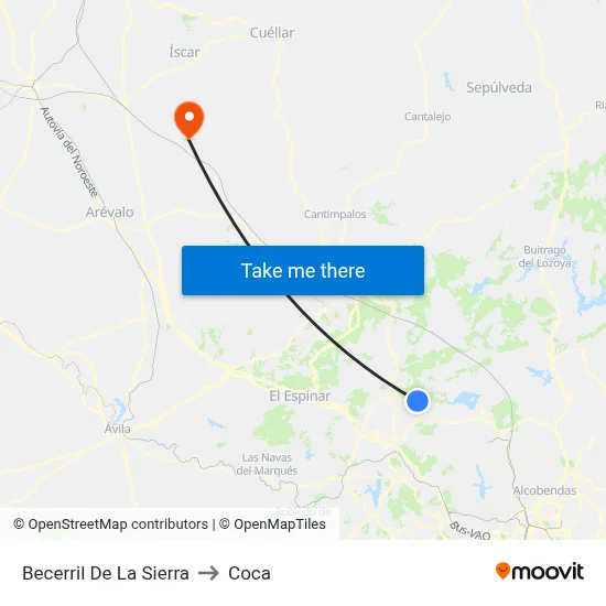 Becerril De La Sierra to Coca map