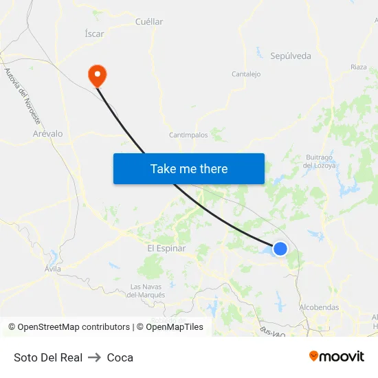 Soto Del Real to Coca map