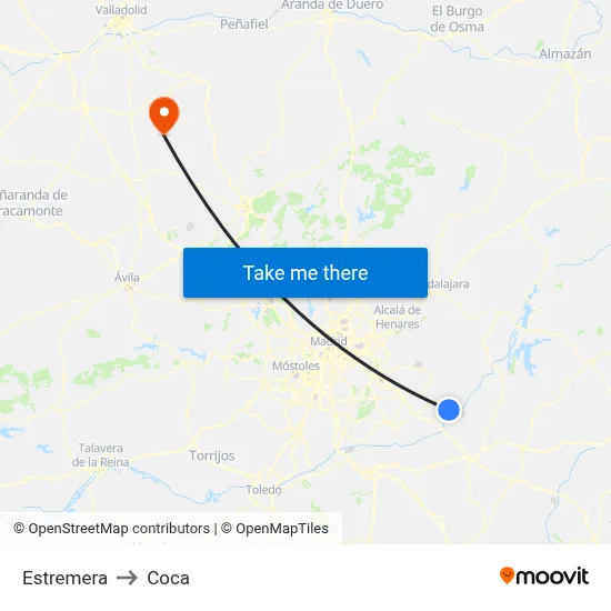 Estremera to Coca map