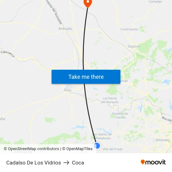 Cadalso De Los Vidrios to Coca map