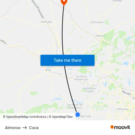 Almorox to Coca map