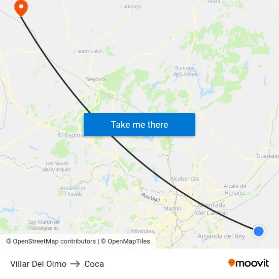 Villar Del Olmo to Coca map