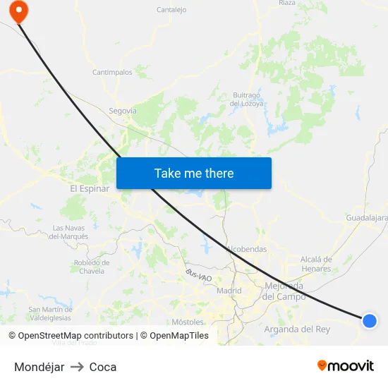 Mondéjar to Coca map