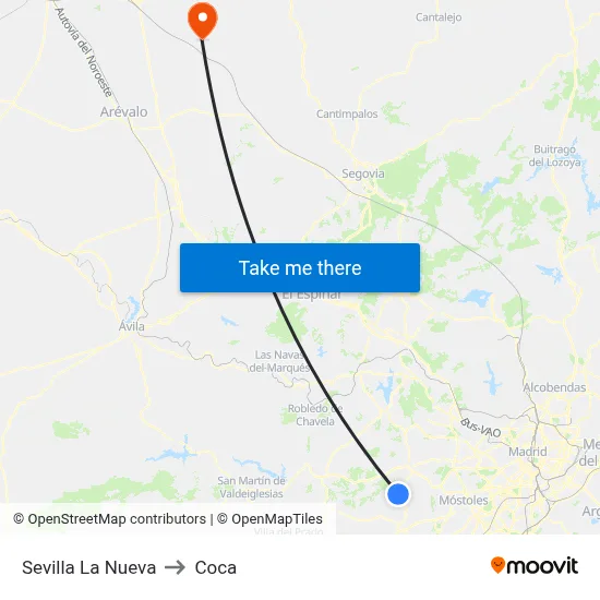 Sevilla La Nueva to Coca map