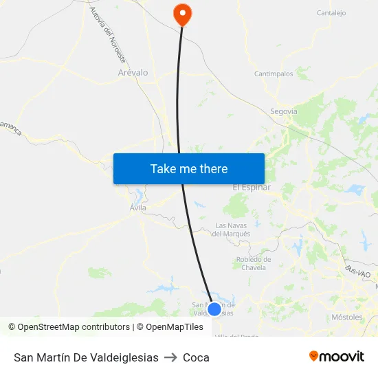 San Martín De Valdeiglesias to Coca map