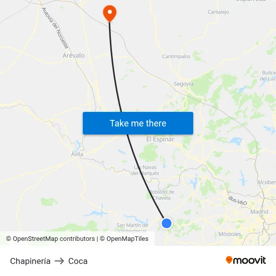 Chapinería to Coca map