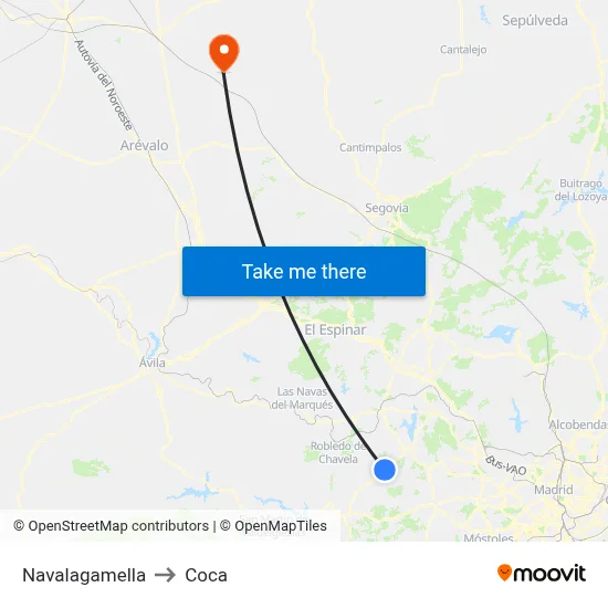 Navalagamella to Coca map