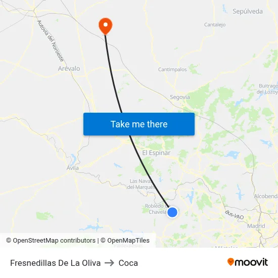 Fresnedillas De La Oliva to Coca map